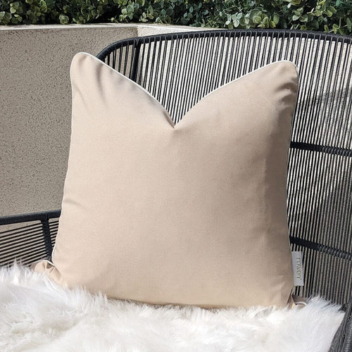 Mink Outdoor Cushion Cover with Cream Piping - 43x43cm Outdoor