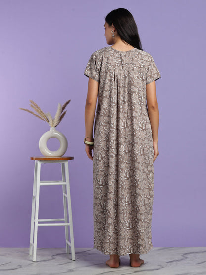 Mocha crush cotton floral nighty for women online