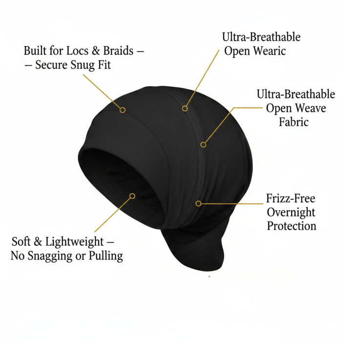 Mr. Durag Deluxe Dreadlocks And Braid Cap, 1 Count, Black