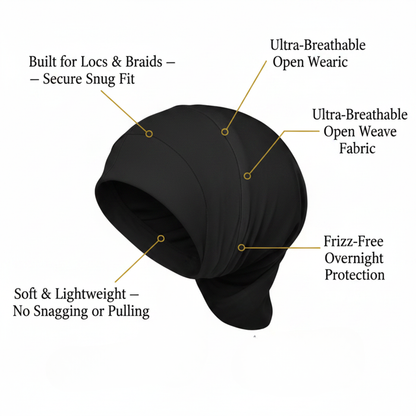 Mr. Durag Deluxe Dreadlocks And Braid Cap, 1 Count, Black