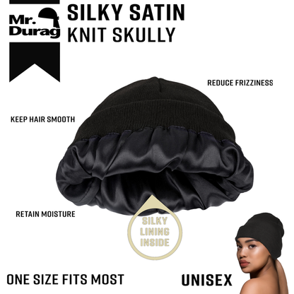 Mr. Durag Silky Satin Knit Skully, 1 Count, Black