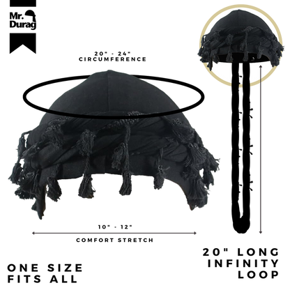 Mr. Durag Silky Spandex Crown Turban with Tassel L/XL, 1 Count Men's Halo Turban, Black