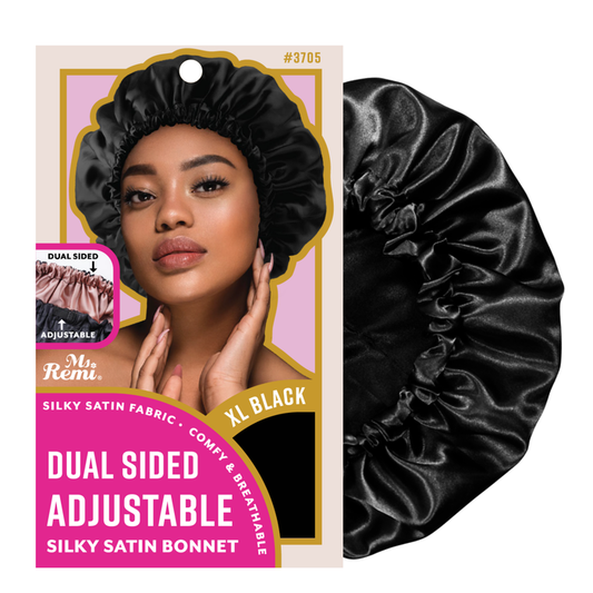 Ms. Remi Dual-Sided Adjustable Satin Bonnet X-Large, 1 Count, Black