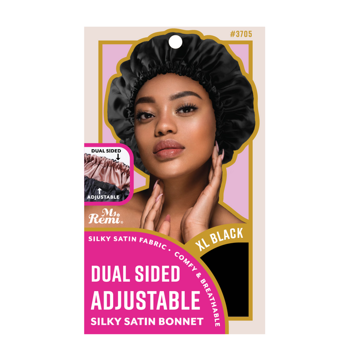 Ms. Remi Dual-Sided Adjustable Satin Bonnet X-Large, 1 Count, Black