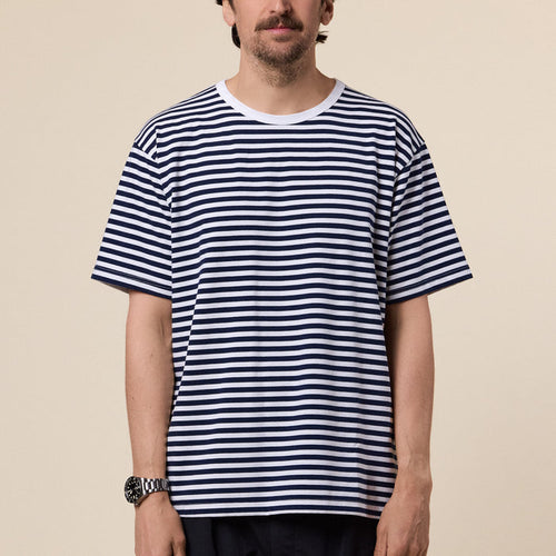 Nanamica - COOLMAX Stripe Jersey Tee - Navy/White