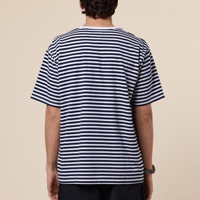 Nanamica - COOLMAX Stripe Jersey Tee - Navy/White