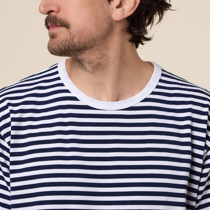 Nanamica - COOLMAX Stripe Jersey Tee - Navy/White