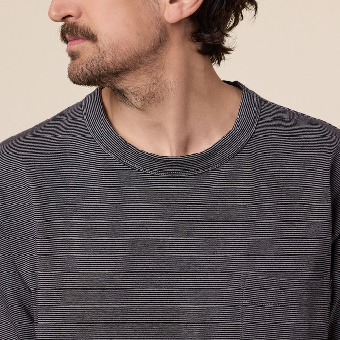 Nanamica - Micro Stripe Pocket Tee - Black/Grey