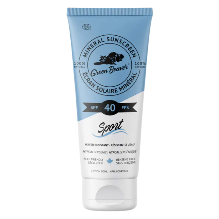 Tube of Green Beaver Natural Mineral Sunscreen (SPF 40) Sport 3oz