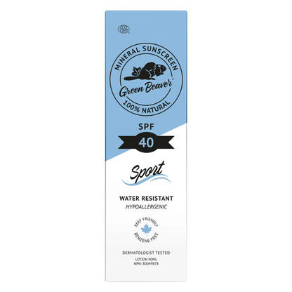 Box of Green Beaver Natural Mineral Sunscreen (SPF 40) Sport 3oz