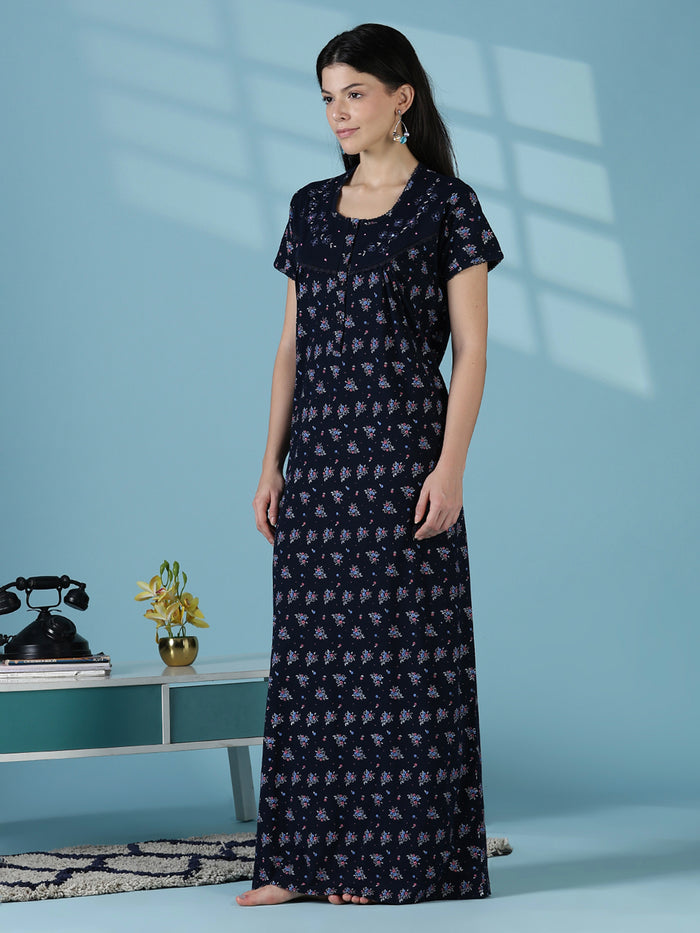 Navy cotton blend soft daily wear nightwear for women