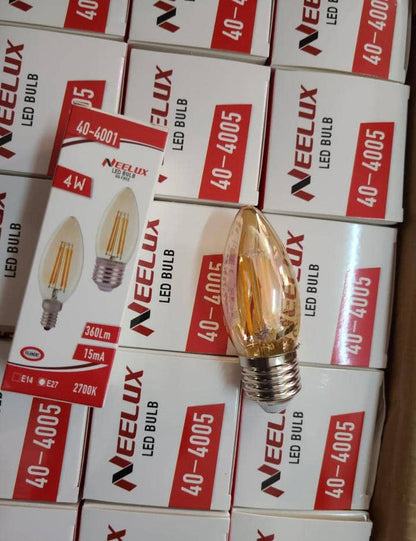 Neelux LED Filament Candle Bulb 4W E27 - Warm White 2700K