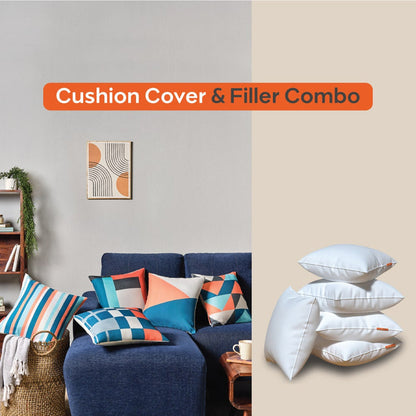Nooks|Cushion|Cover|with|Premium|Cushion|Fillers|Blue-White|Set|of|5|
