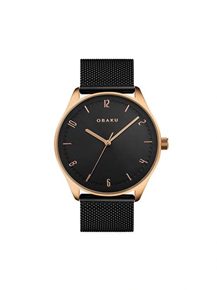 Obaku Round Black Dial Analog Watch With Metal Strap - V235GXVBMB
