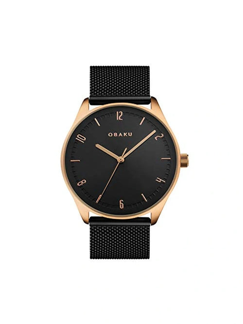 Obaku Round Black Dial Analog Watch With Metal Strap - V235GXVBMB