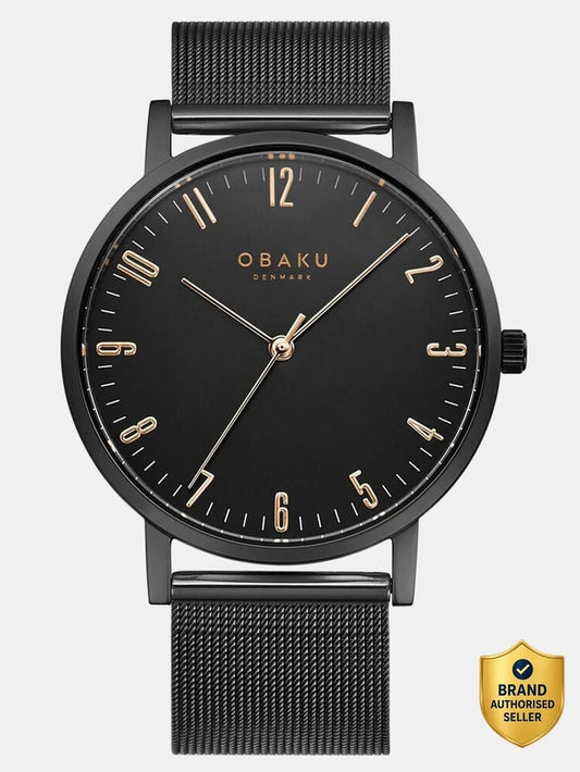 Obaku Round Black Dial Analog Watch With Metal Strap - V248GXBBMB