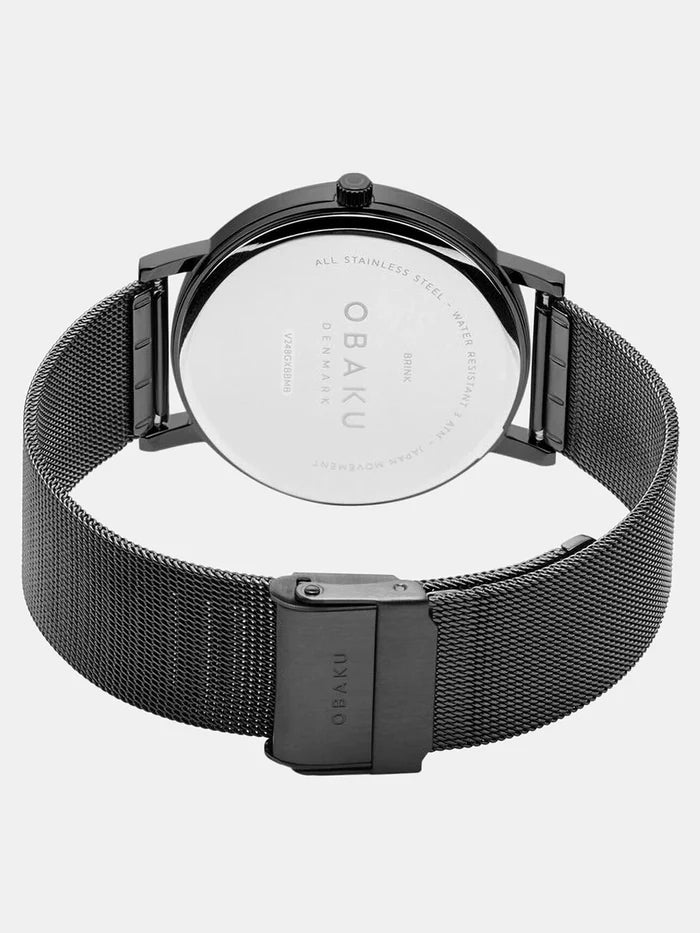 Obaku Round Black Dial Analog Watch With Metal Strap - V248GXBBMB