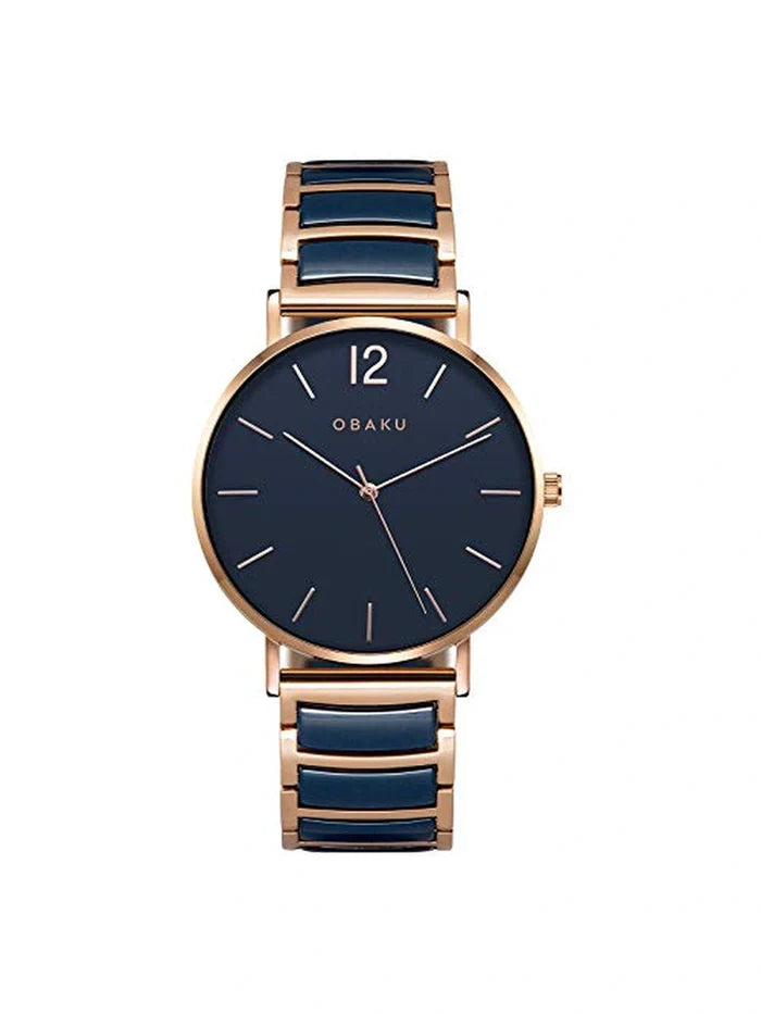 Obaku Round Blue Dial Analog Watch With Metal Strap - V197GXVLSL