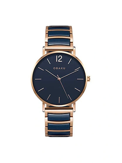 Obaku Round Blue Dial Analog Watch With Metal Strap - V197GXVLSL