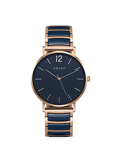 Obaku Round Blue Dial Analog Watch With Metal Strap - V197GXVLSL