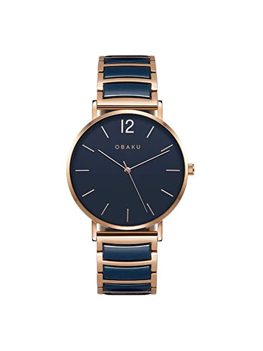 Obaku Round Blue Dial Analog Watch With Metal Strap - V197GXVLSL