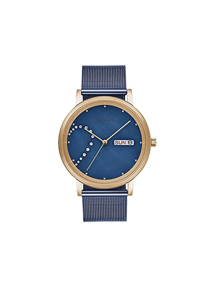 Obaku Round Blue Dial Analog Watch With Metal Strap - V248GHVLML