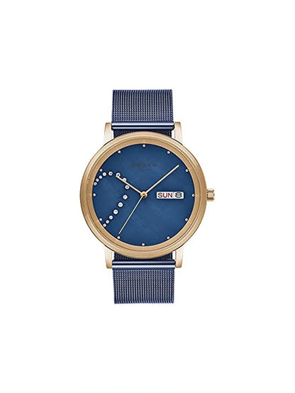 Obaku Round Blue Dial Analog Watch With Metal Strap - V248GHVLML