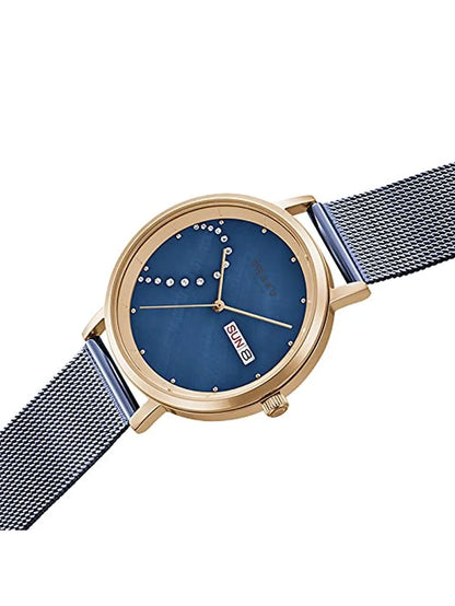 Obaku Round Blue Dial Analog Watch With Metal Strap - V248GHVLML