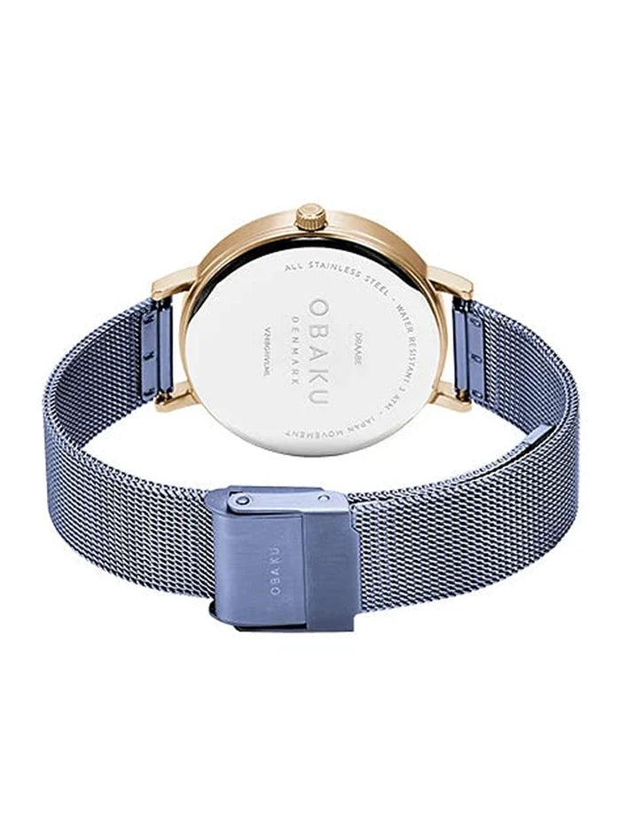 Obaku Round Blue Dial Analog Watch With Metal Strap - V248GHVLML