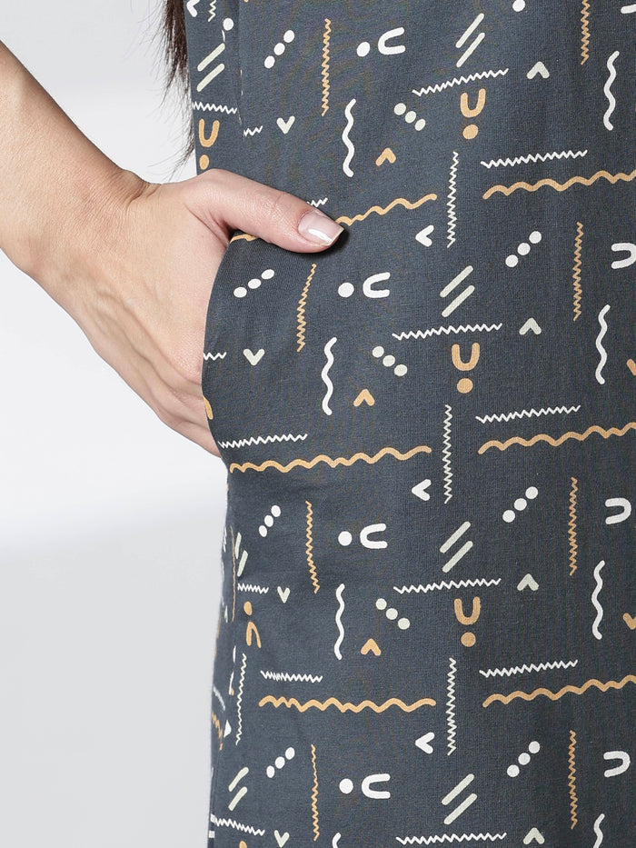Premium front open nighty featuring a smart collar and a side pocket