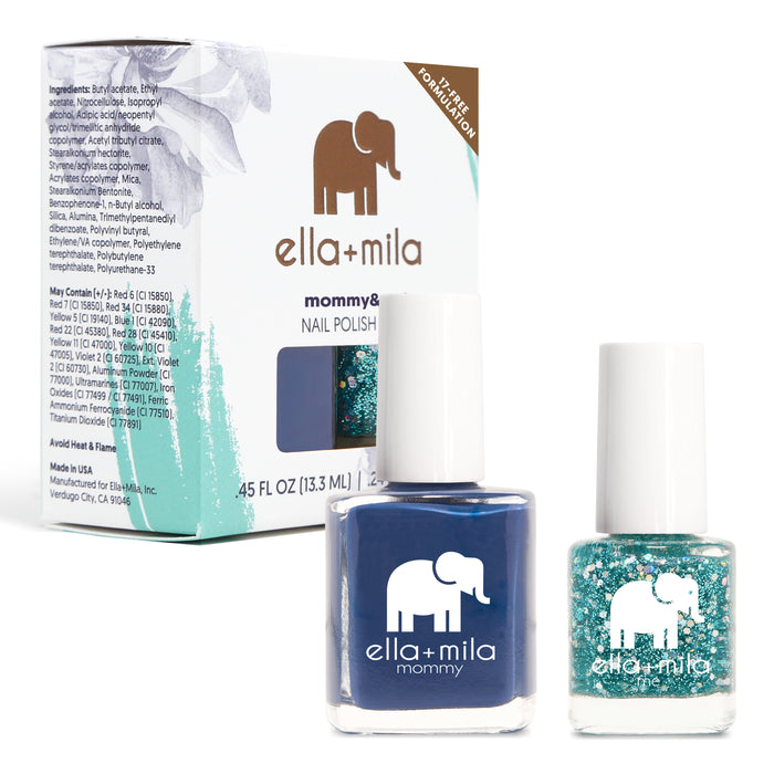 Mommy & Me Once in a Blue Luna and Starlight nail polish set with its gift box