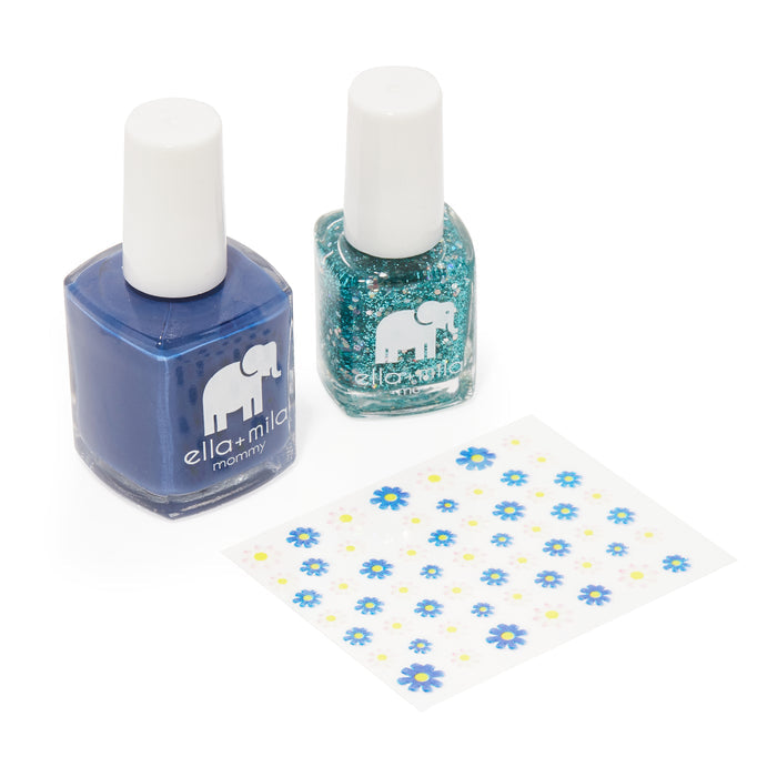 Mommy & Me Once in a Blue Luna and Starlight bottles with nail art stickers