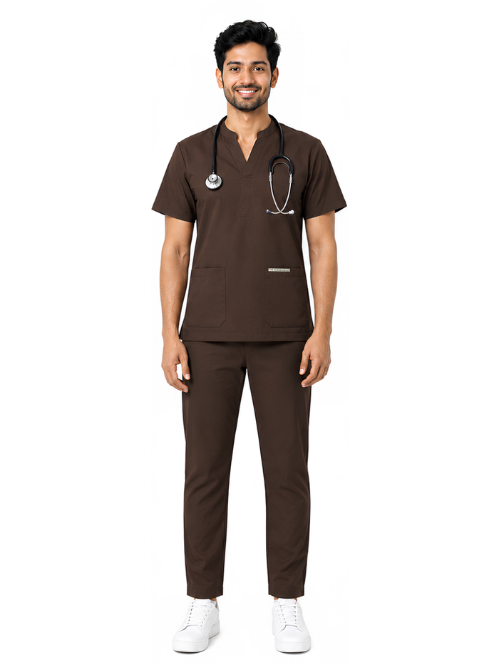 ONYX 4 POCKET MANDARIN MEN (BROWN) SCRUB