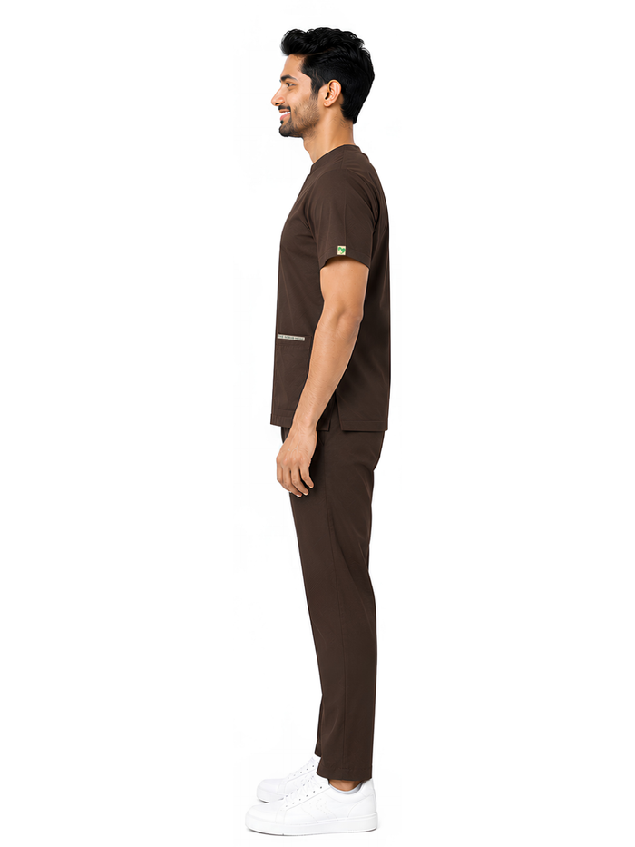 ONYX 4 POCKET MANDARIN MEN (BROWN) SCRUB