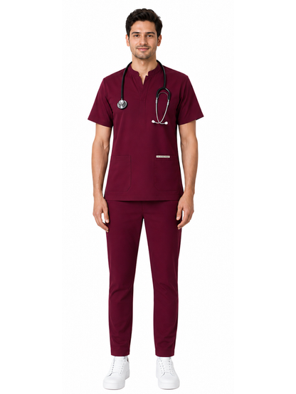 ONYX 4 POCKET MANDARIN MEN (MAROON) SCRUB