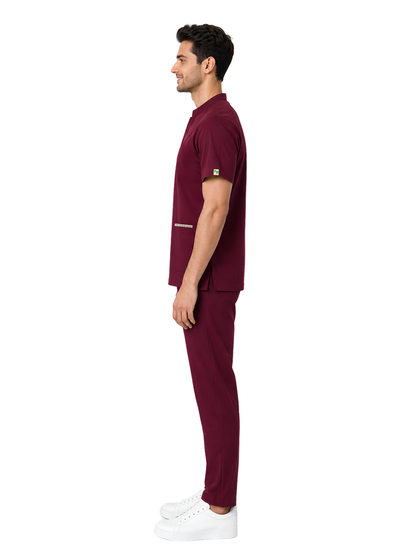 ONYX 4 POCKET MANDARIN MEN (MAROON) SCRUB