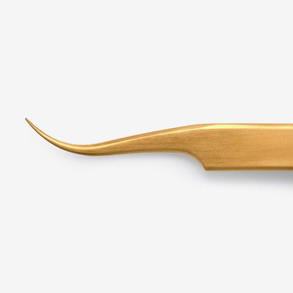 Curved tweezer, go-to tool for eyelash extensions, classic lash techniques, and intricate nail art.