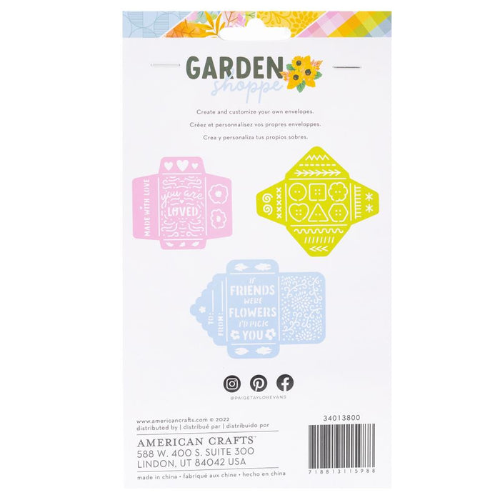 Paige Evans - Mini Envelope Stencils - 3/Pkg - Garden Shoppe. Available at Embellish Away located in Bowmanville Ontario Canada.
