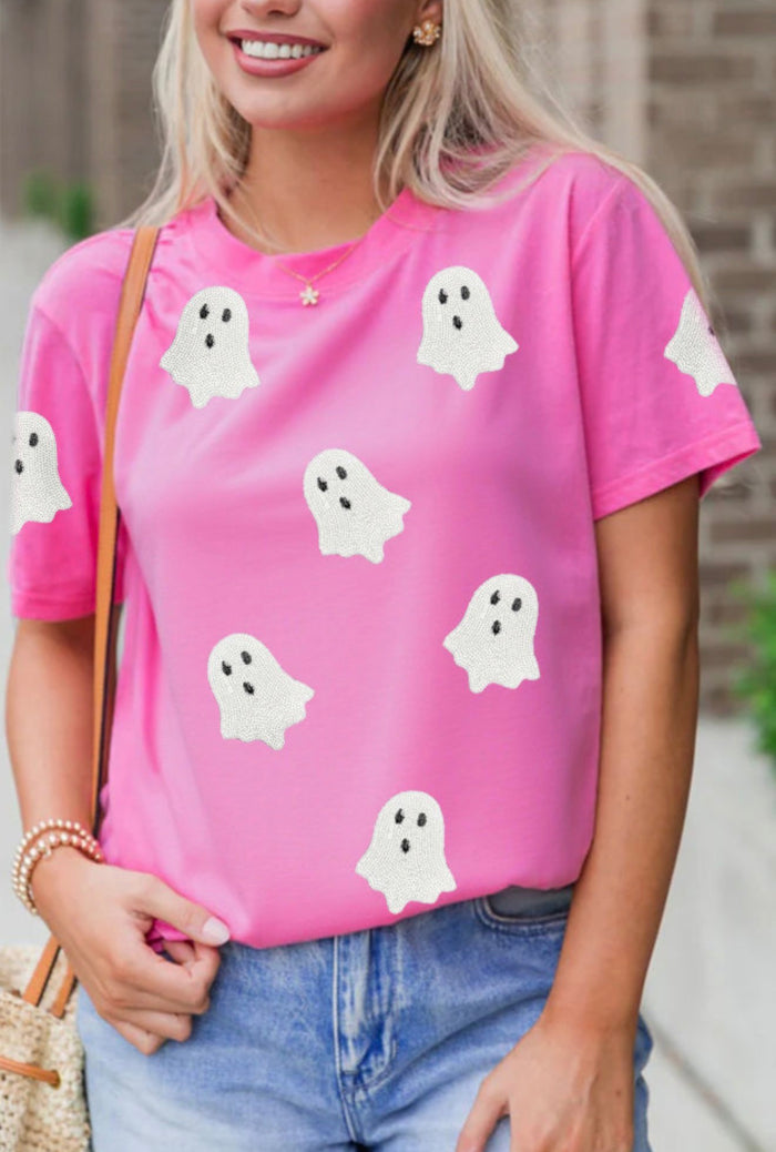 Pink Sequin Ghost Top