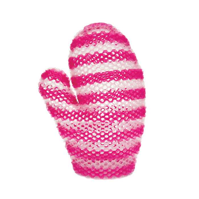 Pink & White Stripe Exfoliating Mitt