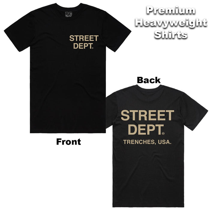PLANET GRAPES  T-SHIRT - STDPT100 - BLACK W/KHAKI