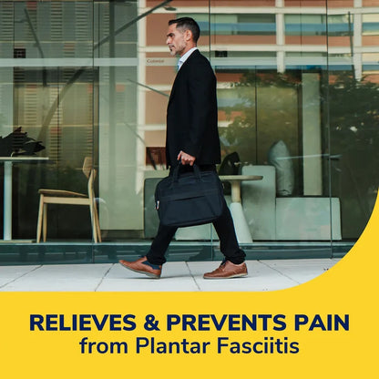 Businessman walking in brown shoes with plantar fasciitis relief orthotic support