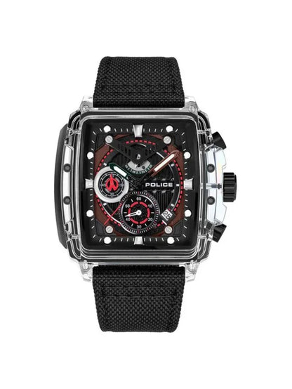 Police Rectangle Black Dial Chronograph Watch With Interchangeable Straps  - PLPEWGC00770X0