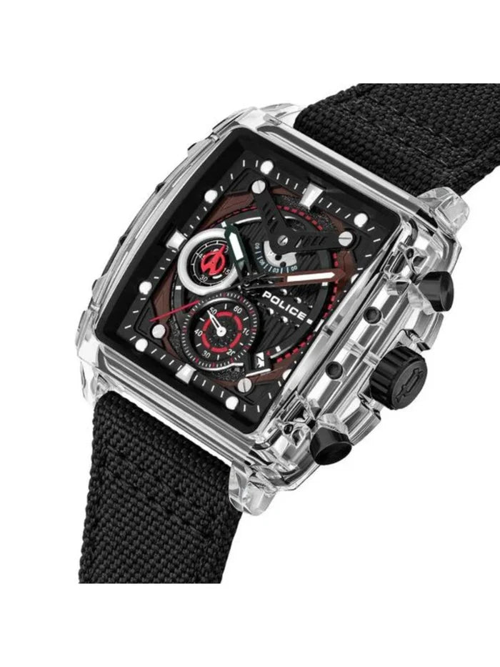 Police Rectangle Black Dial Chronograph Watch With Interchangeable Straps  - PLPEWGC00770X0