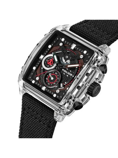 Police Rectangle Black Dial Chronograph Watch With Interchangeable Straps  - PLPEWGC00770X0