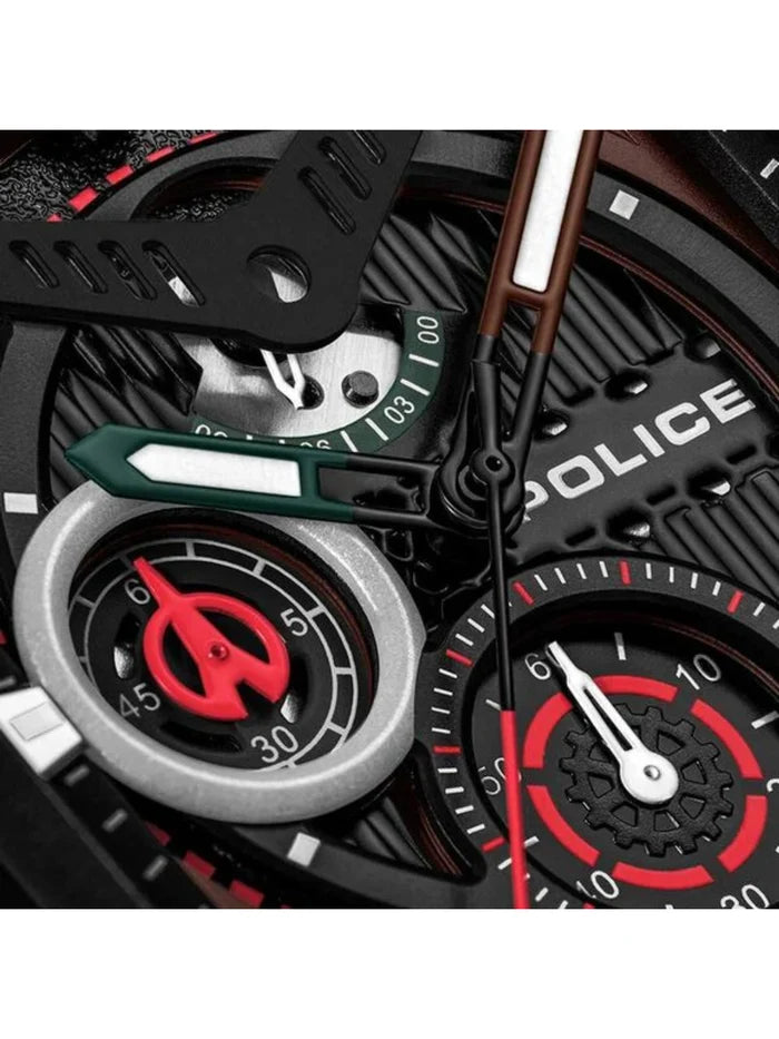 Police Rectangle Black Dial Chronograph Watch With Interchangeable Straps  - PLPEWGC00770X0