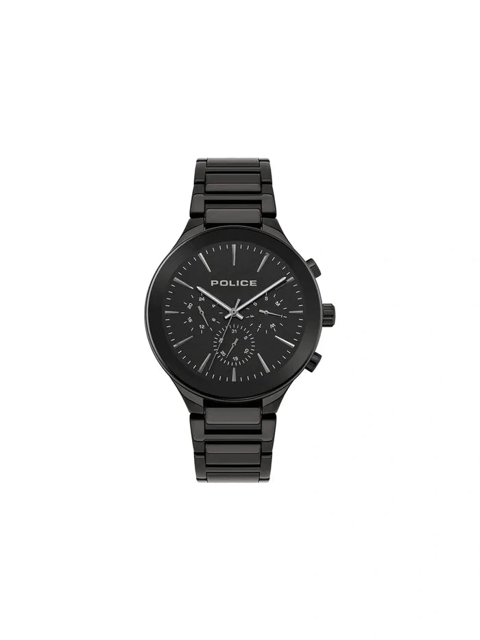 Police Round Black Dial Analog Watch With Metal Strap - PL15936JSU02M