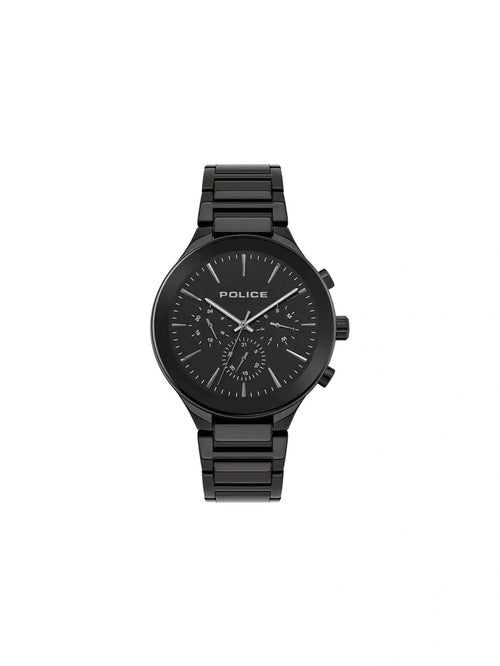 Police Round Black Dial Analog Watch With Metal Strap - PL15936JSU02M