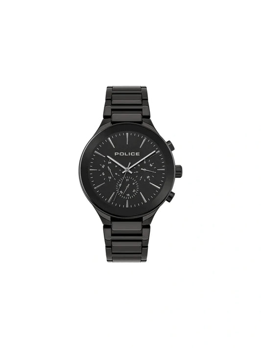Police Round Black Dial Analog Watch With Metal Strap - PL15936JSU02M