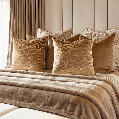 Polter Amber Velvet Pattern Feather Filled Cushion - 50x50cm Textiles